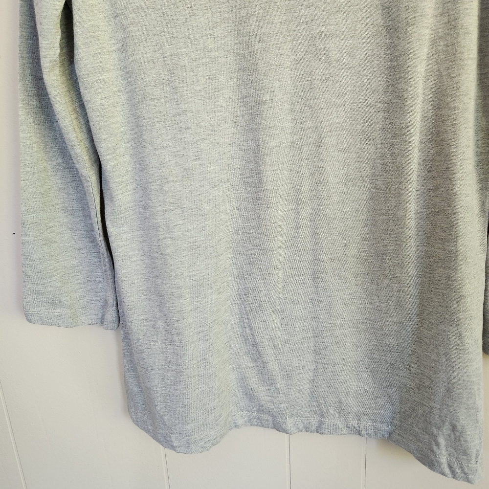 Norma Kamali gray organic cotton scoop neck tee t-shirt button embellishment XL - Picture 4 of 13